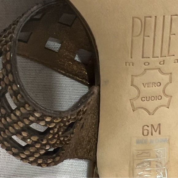 Pelle Moda Kristy metallic cooper color leather rhinestone slide heels size 6 M - Picture 13 of 13